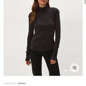 Michael Stars Black Ribbed Long Sleeve Turtle Neck - One Size